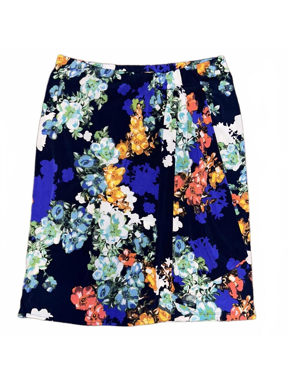 Ellen Tracy Floral pencil skirt - faux wrap stretchy skirt small